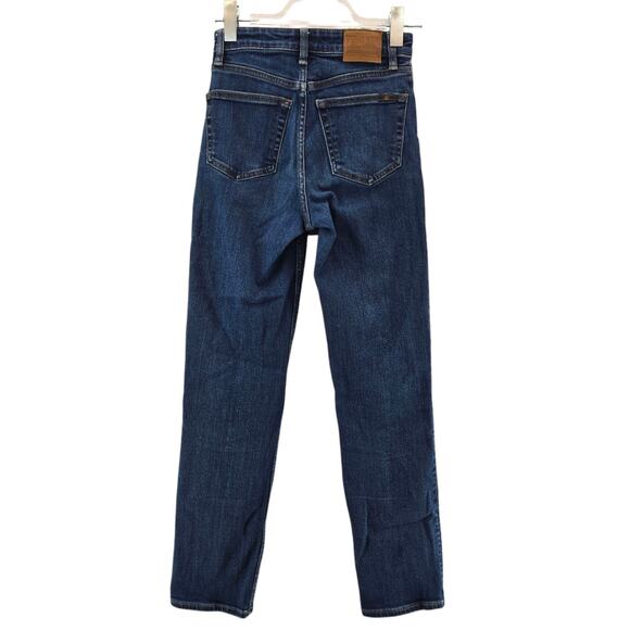 Faherty Jeans Womens 25 Straight Leg Distressed Organic Cotton Mid Rise Indigo - Picture 4 of 14